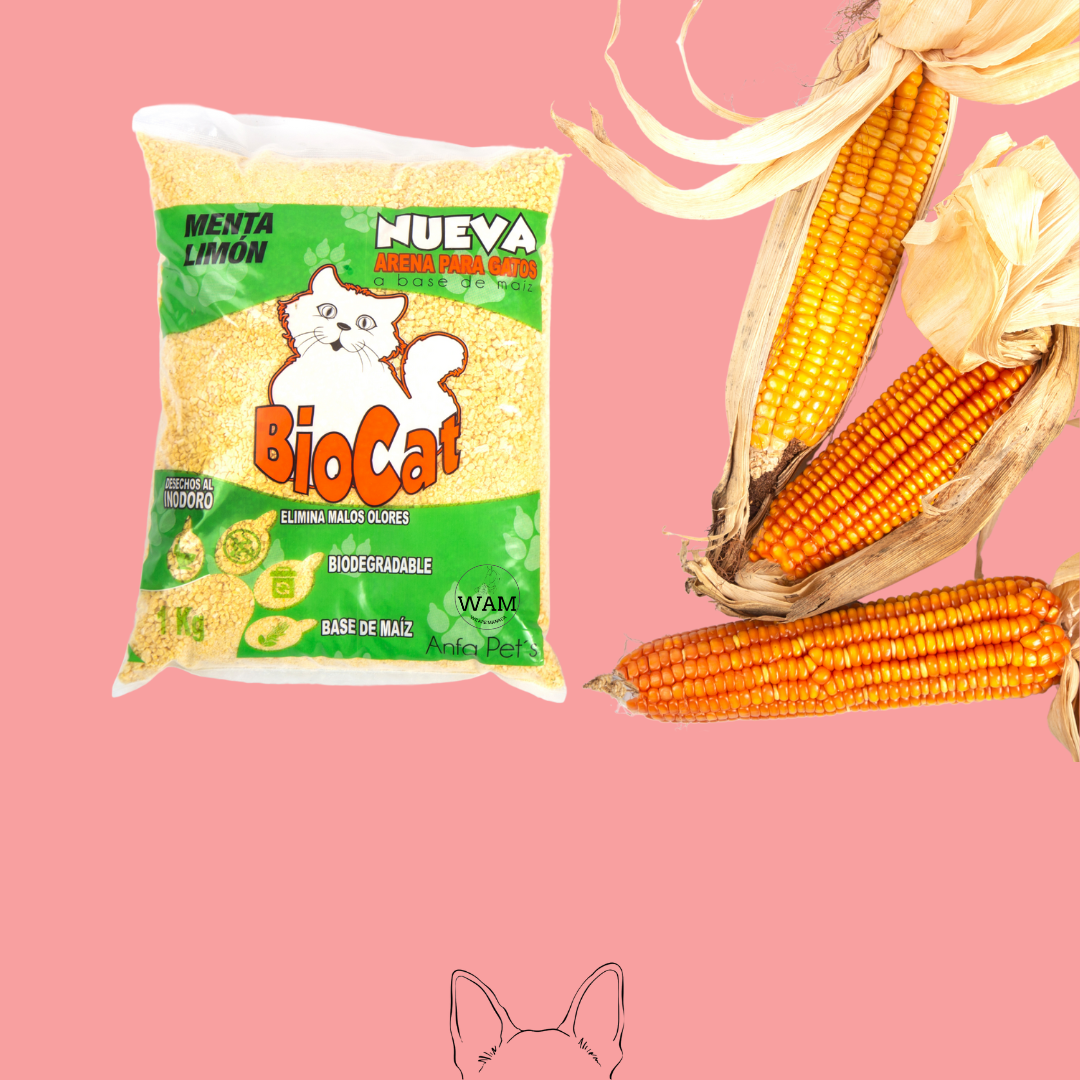 Arena para gato 100% de Maiz Biocat 100% Ecologica - Manzana verde