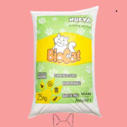 Arena para gato 100% de Maiz Biocat 100% Ecologica - Manzana verde